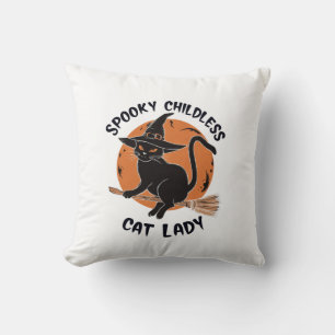 Childless Cat Lady Halloween Spooky Witch Election Cushion