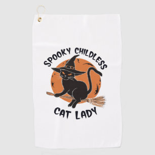 Childless Cat Lady Halloween Spooky Witch Election Golf Towel