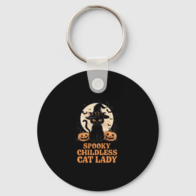 Childless Cat Lady Halloween Spooky Witch Election Key Ring (Front)