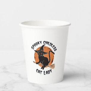 Childless Cat Lady Halloween Spooky Witch Election Paper Cups