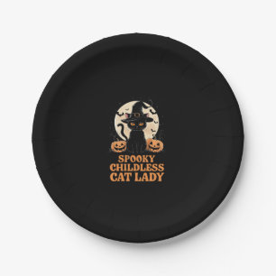 Childless Cat Lady Halloween Spooky Witch Election Paper Plate