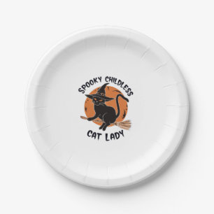 Childless Cat Lady Halloween Spooky Witch Election Paper Plate