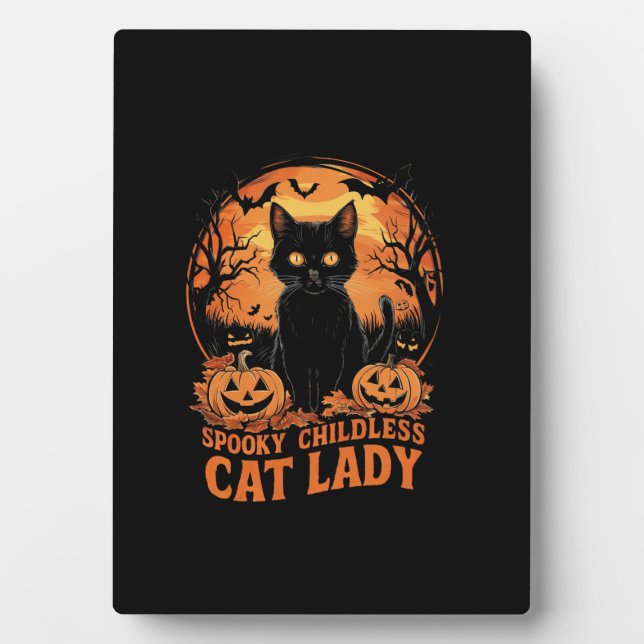 Childless Cat Lady Halloween Spooky Witch Election Plaque (Front)