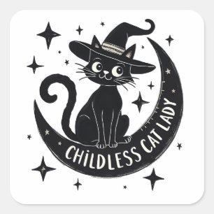 Childless Cat Lady Harris Walz Halloween Pastel Square Sticker