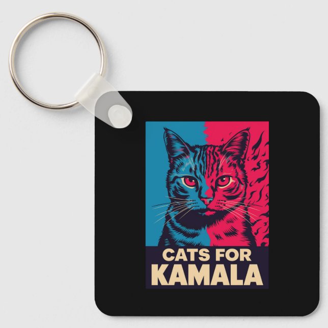 Childless Cat Lady is Voting Kamala Harris 2024 Key Ring (Front)