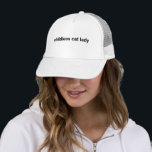Childless cat lady Minimalist funny black white Trucker Hat<br><div class="desc">childless cat lady minimalist modern women funny cool Trucker Hat.
Fully customisable black text on white background.</div>