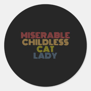 Childless Cat Lady Retro Vintage Classic Round Sticker