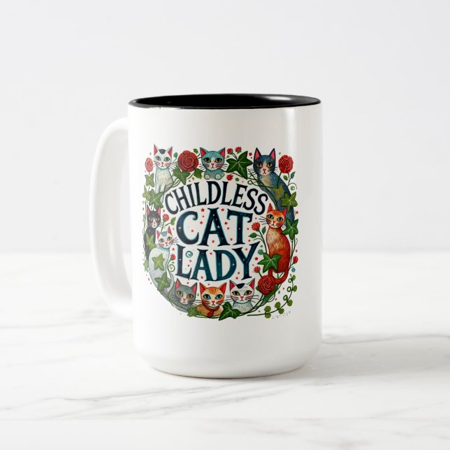 Childless Cat Lady                                 Two-Tone Coffee Mug (Front Left)