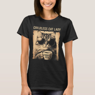 Childless Cat Lady Vintage Coffee Cat Kamala Harri T-Shirt