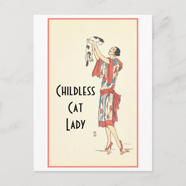 Childless Cat Lady Vintage Postcard (Front)