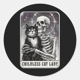 Childless Cat Lady Vintage Tarot Classic Round Sticker