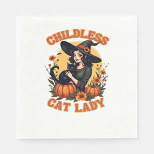 Childless cat lady witch - funny witchy black cat napkin