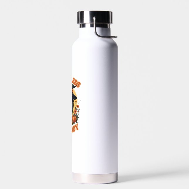 Childless cat lady witch - funny witchy black cat  water bottle (Left)