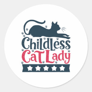 Childless Cat Lady Women's Vote Vintage Childless Classic Round Sticker