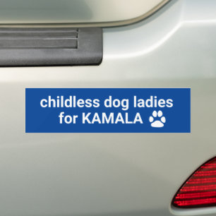 Childless dog ladies for Kamala fun dog paw blue Bumper Sticker