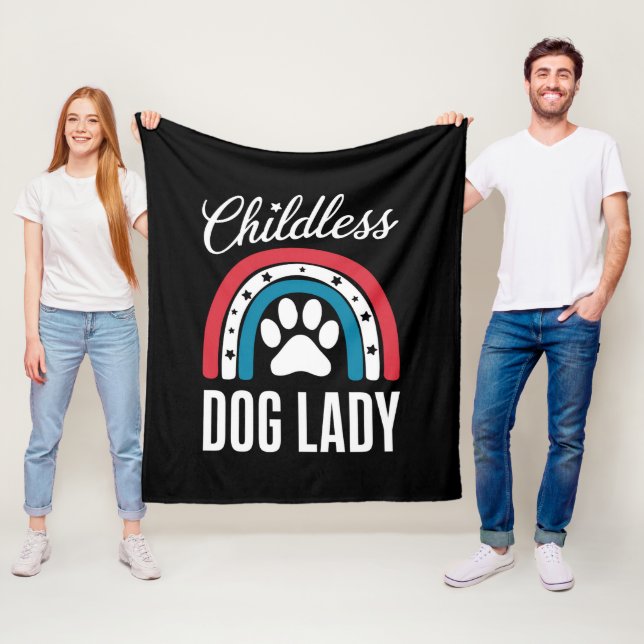 Childless Dog Lady Election Vote 2024 Rainbow USA Fleece Blanket (In Situ)