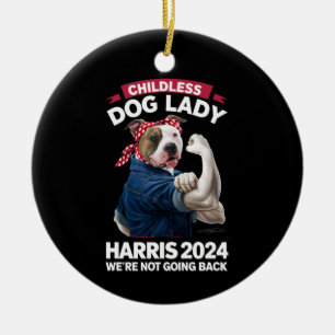 Childless Dog Lady Is Voting Kamala Election 2024 Ceramic Tree Decoration