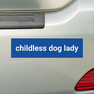 Childless dog lady minimalist modern funny blue bumper sticker