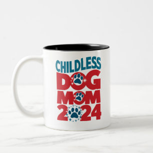Childless Dog Mum Dog Lady Voting Patriotic Dog Two-Tone Coffee Mug