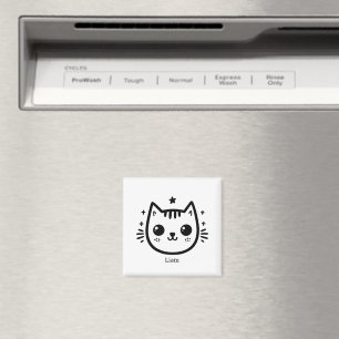 Childlike Drawing Black and White Minimalist Magnet