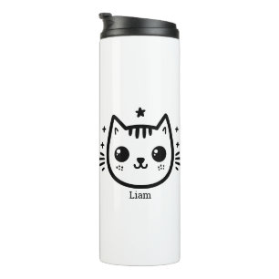 Childlike Drawing Black and White Minimalist Thermal Tumbler