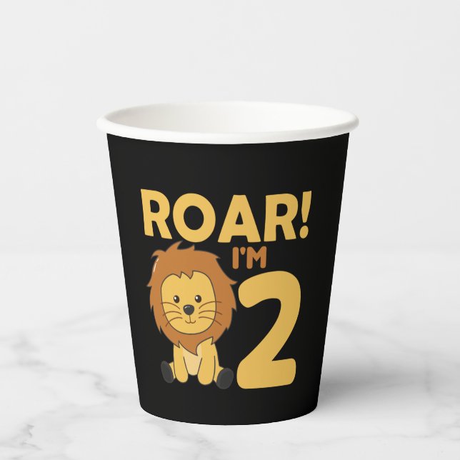 Children 2. Birthday Lion 2 Years Old Boy Adult Cl Paper Cups (Front)