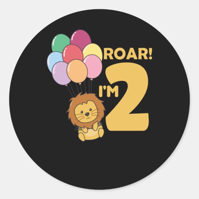 Children 2. Birthday Lion 2 Years Old Boy Classic Round Sticker (Front)