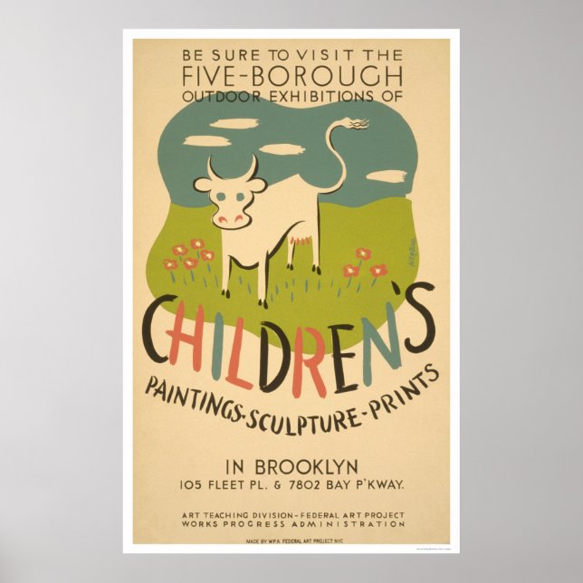 Children Art Brooklyn 1938 WPA Poster (Front)
