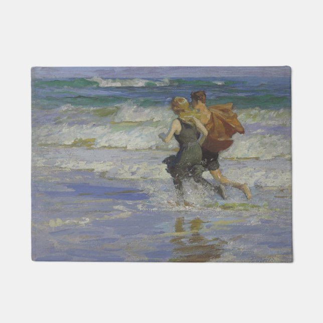 Children at the Beach (by Edward Henry Potthast) Doormat (Front)