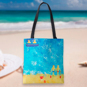 Children at the Seaside Modern Beach Tote Bag