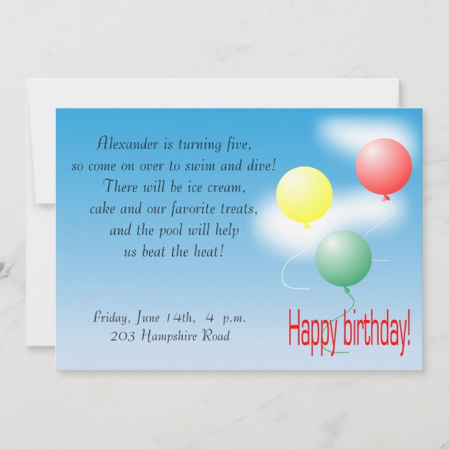 Children birthday invitation (Front)