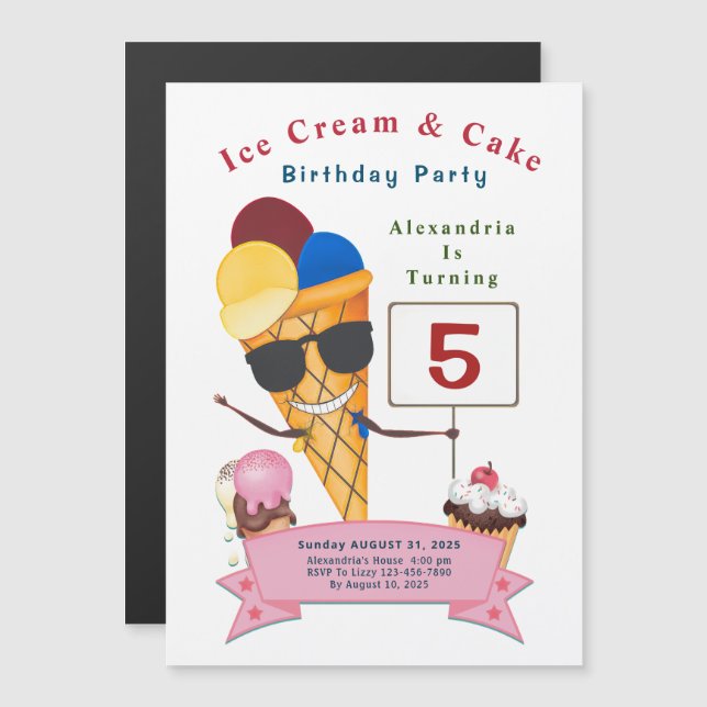 Children Birthday Party Fun Cute Magnetic Invitation (Front/Back)