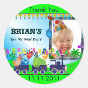 Children Birthday Thank You S: Train Classic Round Sticker