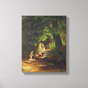 Children by a Brook, c.1822 (oil on panel) Canvas Print