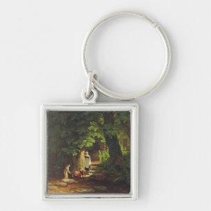 Children by a Brook, c.1822 (oil on panel) Key Ring