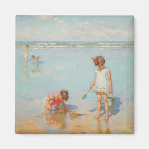 Children by the Sea (Summer Beach Scene) Magnet