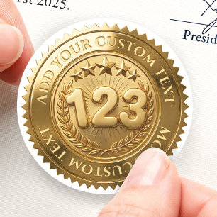 Children Counting Numbers 123 Custom 3D Foil Gold Classic Round Sticker
