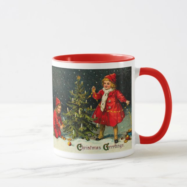 Children decorating the Christmas tree Mug (Right)