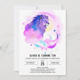 Children Digital Lion Birthday Invitation