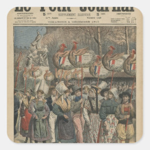 Children dressed in costumes of the provinces square sticker