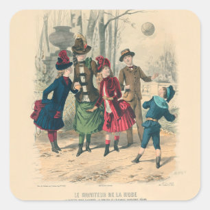 Children Family Antique Victorian Chilld Square Sticker