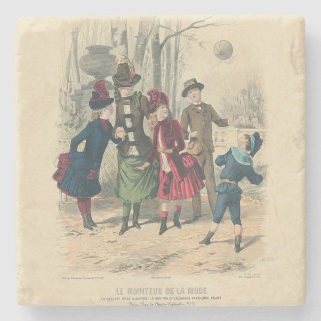 Children Family Antique Victorian Chilld Stone Coaster (Front)