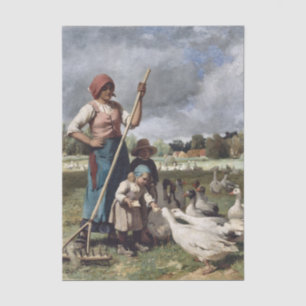 Children Feeding Geese by Julien Dupre Tissue Paper