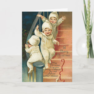 Children filled with joy of Christmas Holiday Card