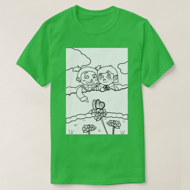 Children find a butterfly Like Colouring Books Sty T-Shirt (Design Front)