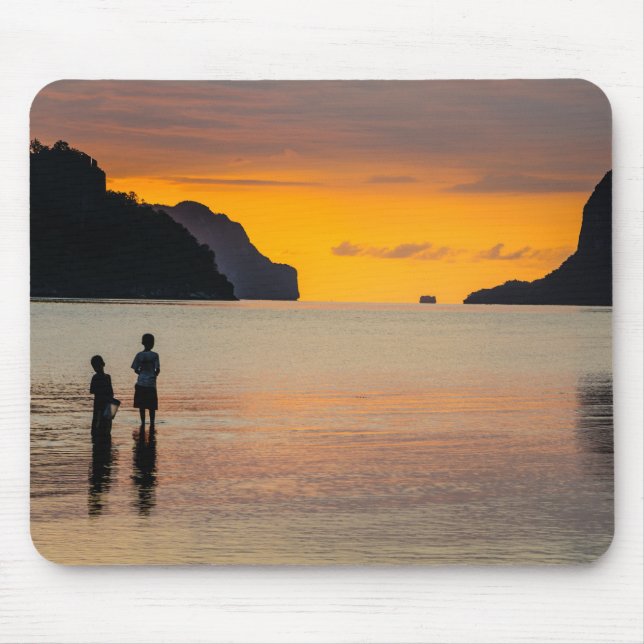 Children Fishing At Sunset Mouse Pad (Front)