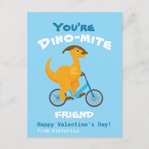 Children Friendship Valentine's day funny dinosaur Postcard