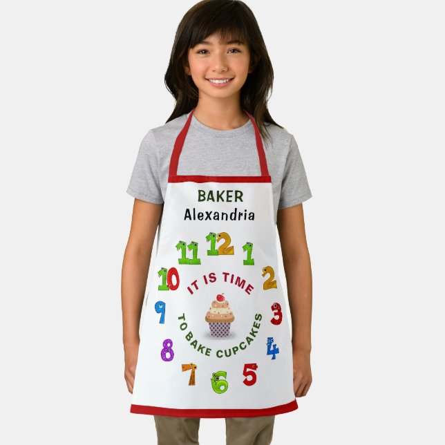 Children Fun Colourful Baking Cupcakes Personalise Apron (Insitu)