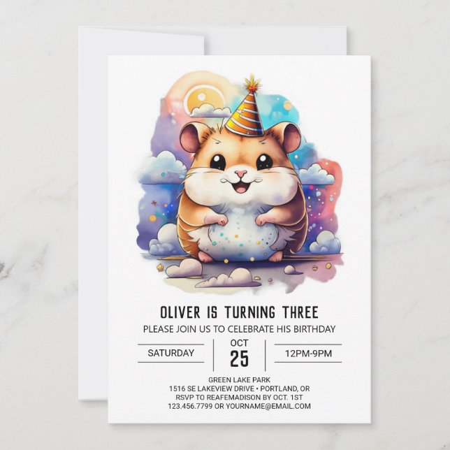 Children Hamster Funland Birthday Invitation (Front)