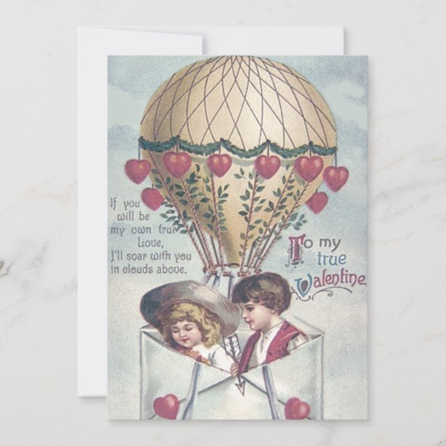 Children Heart Hot Air Balloon Wedding Invitation (Front)